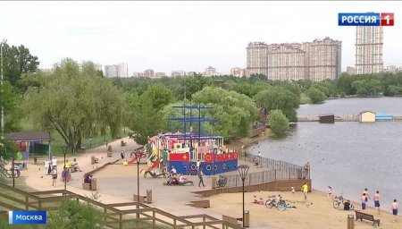 Памп-трек и шезлонги на пляже: Строгинская пойма преобразилась